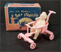 1950s Dimestore Jeryco Plastic Baby Stroller Boxed