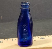 Tiny 2" Cobalt Blue Vicks Drops Glass Bottle