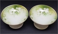 Two RS Germany Hand Painted Pedestal Bowls