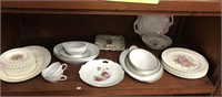 Shelf Full of Pretty Floral & Fancy Serving Pieces