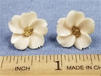 Pair of gorgeous, gold nugget ivory stud earrings,