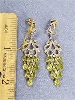 .925 silver peridot and white topaz dangle earring