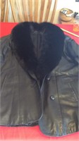 Black Leather and fur womens jacket