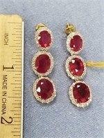 .925 silver and yellow gold overlay ruby andwhite