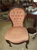 2X$ Button Tucked Carved Victorian Walnut Parlor C