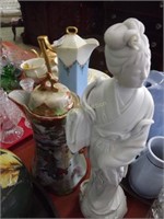 Perianware Statue, Oriental Chocolate Pot, Green C