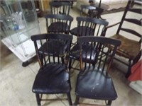6 Comb Back Slab-Bottom Leather Ulpholstered Chair