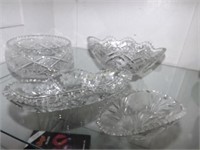 4 Pcs. Cut Glass Incl. Bowls, Celery & Relish Tray