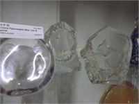 3 Crystal Paperweights Bear, Lion & Squirrel