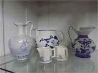 5 Pc. Blue & White European Pottery
