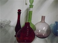 4 Art Glass Skinny Neck Vessels