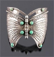 Navajo Sterling Silver Turquoise Butterfly Cuff