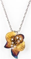 Jewelry Sterling Silver Orchid Flower Necklace
