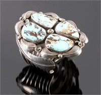 Excellent Navajo Sterling Silver Turquoise Cuff