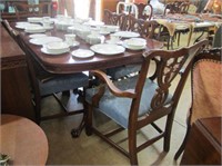 Double Pedestal Claw Foot Dining Table & 6 Mahogan