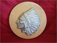 3D Metal American Indian Head Wall Plaque