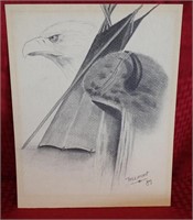 Vintage Pencil Drawing Art Signed Freemont