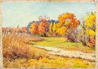 Oil on Paper Landscape Scene Signed by Artist