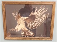 Original Pastel Hawk Framed Art Signed Hatten