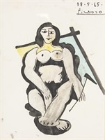 PABLO PICASSO Spanish 1881-1973 Watercolor Nude