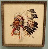 Vtg Beautiful Needlepoint Native American Indian