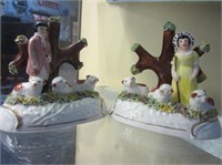 2 Staffordshire Figurines "His & Hers Sheep Herder