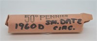 ROLL OF 1960 D SMALL DATE LINCOLN CENTS