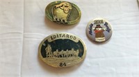 Iditarod and Fur Rondy Belt Buckles and pin