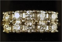 DOUBLE ROW TEN 1CT DIAMOND 14KT WHITE GOLD RING