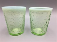 2 Fenton lime green opalescence tumblers