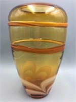 Amber art glass large vase