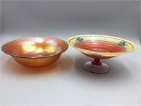 Two pieces of Carnival Glass