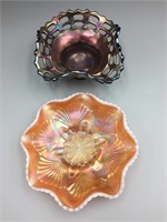 2 Carnival glass bowls