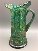 Fenton Milady green water pitcher signed