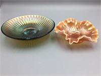 2 carnival glass bowls