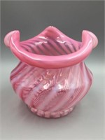 Cranberry Opalescent swirl vase