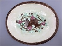 Majolica pottery floral large plate