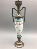 Porcelain and metal Victorian vase