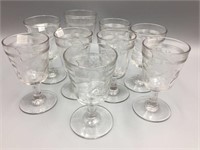 9 Cardinal bird glass goblets