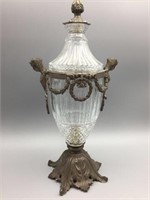 Large glass and metal Victorian urn