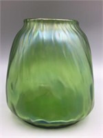 Green blown art glass jar