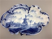 Savoy blue and white Dutch windmill scene dish