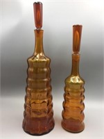 Amber blown glass decanters and stoppers
