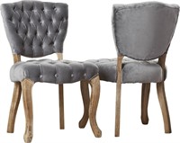Theiren Gray Velvet Side Chairs