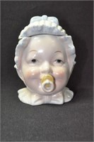 CERAMIC BABY HEAD TOBACCO JAR - 5 1/2"