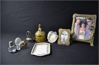 GROUPING: COVERED BOX, BOTTLE STOPPERS, PICTURE