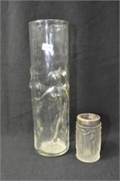 2 ART NOUVEAU STYLE GLASS VASES - 2 1/2" AND 9"