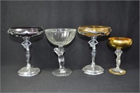 4 ART NOUVEAU STYLE GLASS COMPOTES