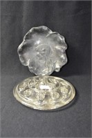 ART NOUVEAU PIN TRAY AND GLASS FLOWER FROG