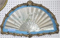 PAINTED FAN WITH MOTHER OF PEARL IN ELABORATE